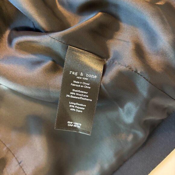 NWT Rag & Bone Size 42 Navy Chester Waistcoat Fabric Made in Italy - Picture 6 of 8